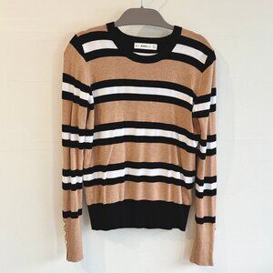 Zara Camel Tan Striped Fine Knit Sweater
